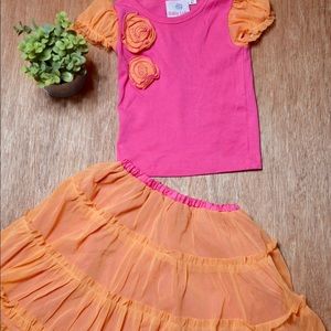 Baby LuLu Orange and Pink Chiffon Twirl Set